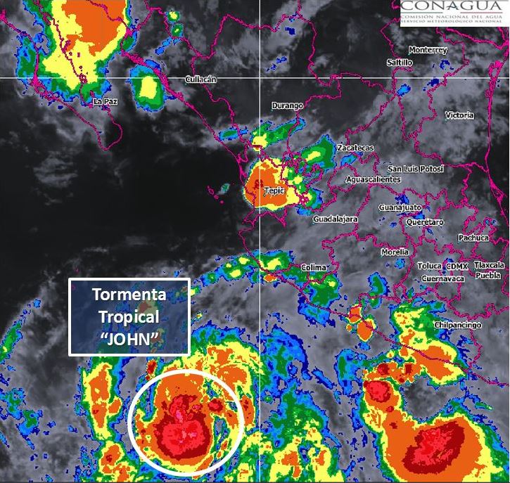 Tormenta tropical ‘John’ se ubica al suroeste de Michoacán