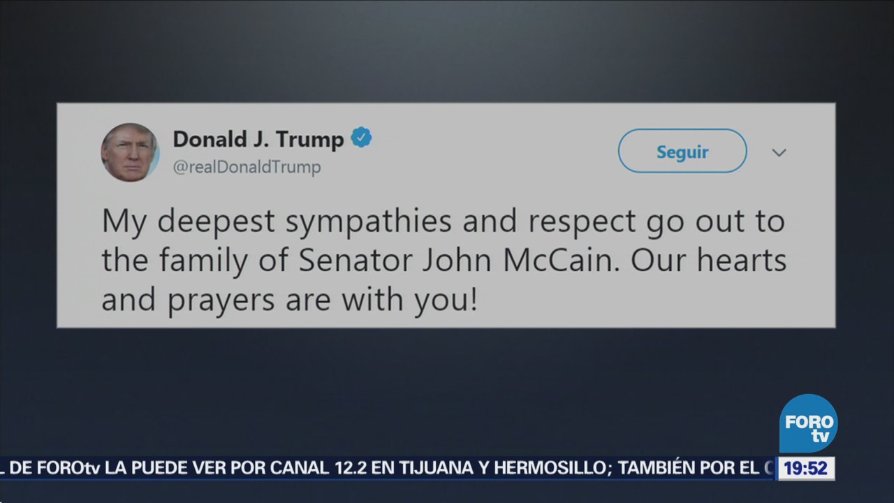 Trump Viuda John Mccain Lamentan Deceso Senador