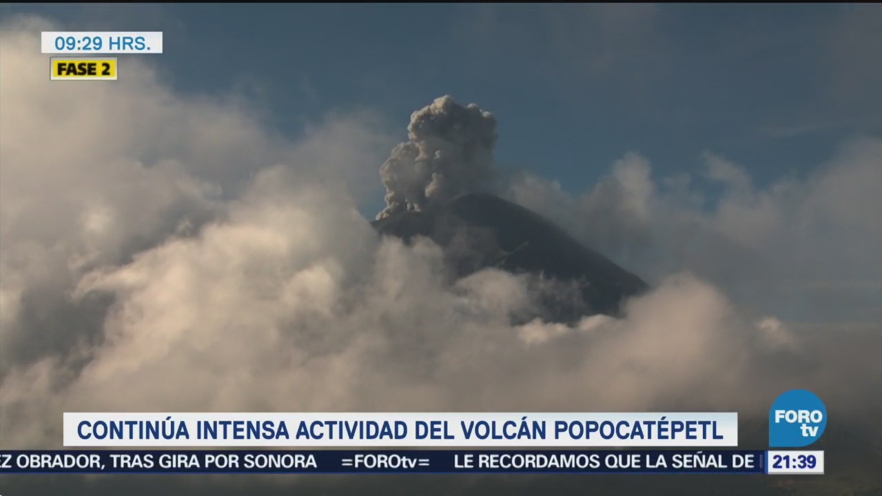 Aumenta actividad del Popocatépetl en últimas horas