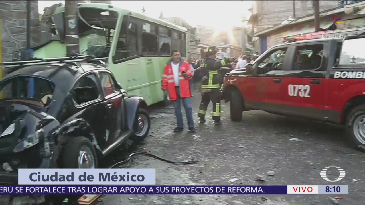 Choque de transporte público Cuautepec Gustavo A. Madero