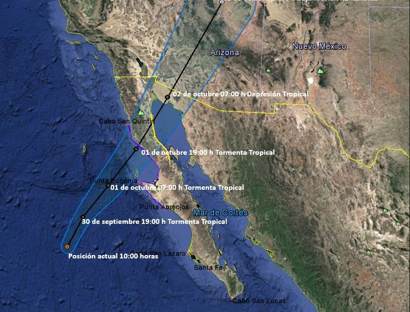 Huracán Rosa impactará este lunes la península de Baja California