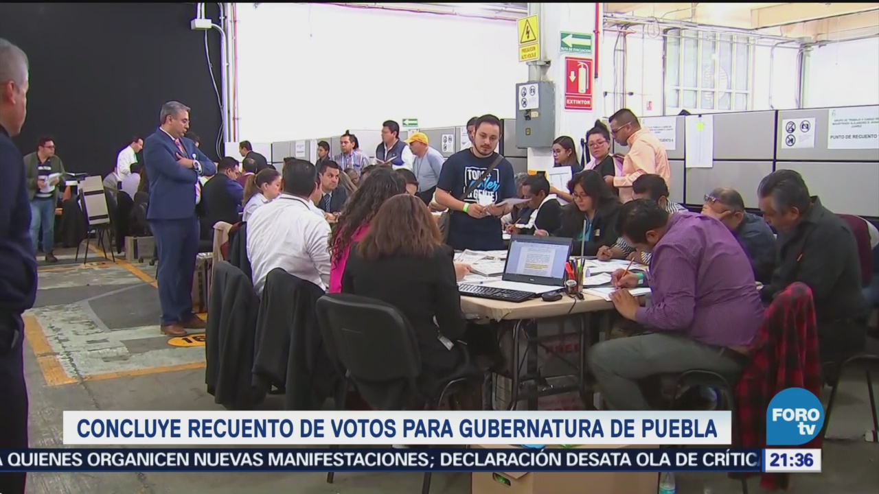 Concluye recuento votos gubernatura Puebla