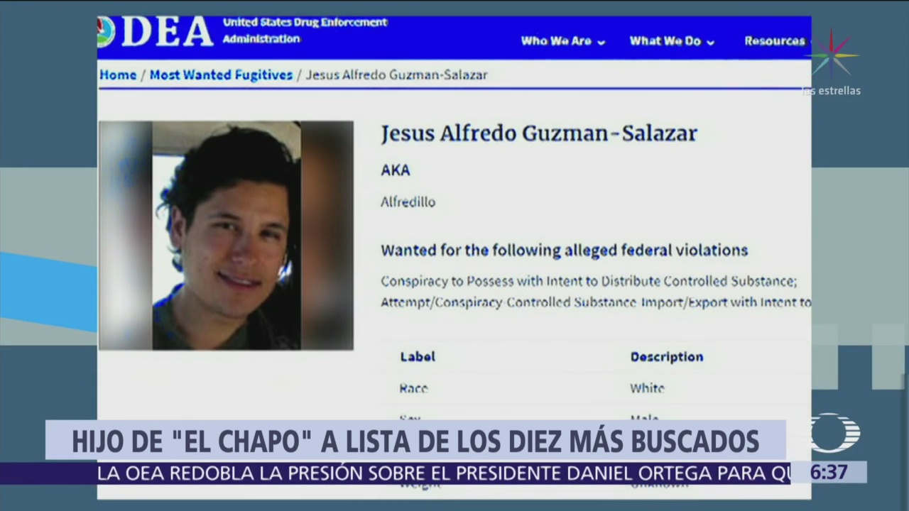 DEA enlista a hijo de 'El Chapo' entre más buscados