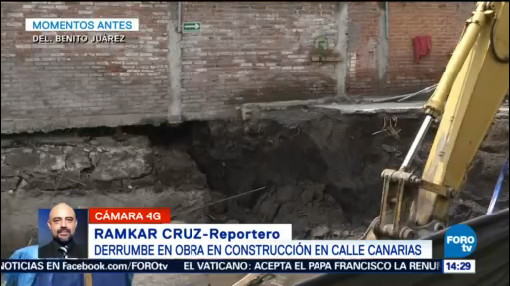 Derrumbe en obra en construcción en calle Canarias