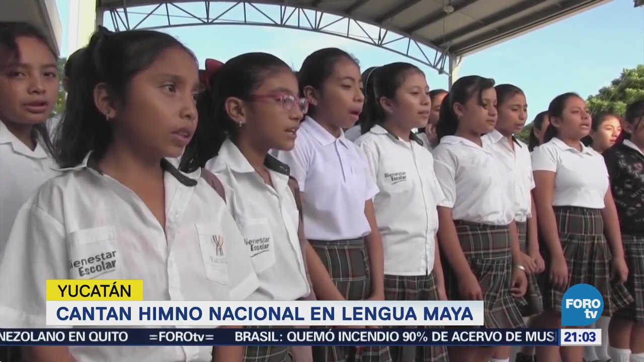 Escuelas indígenas cantan Himno Nacional en maya en Yucatán