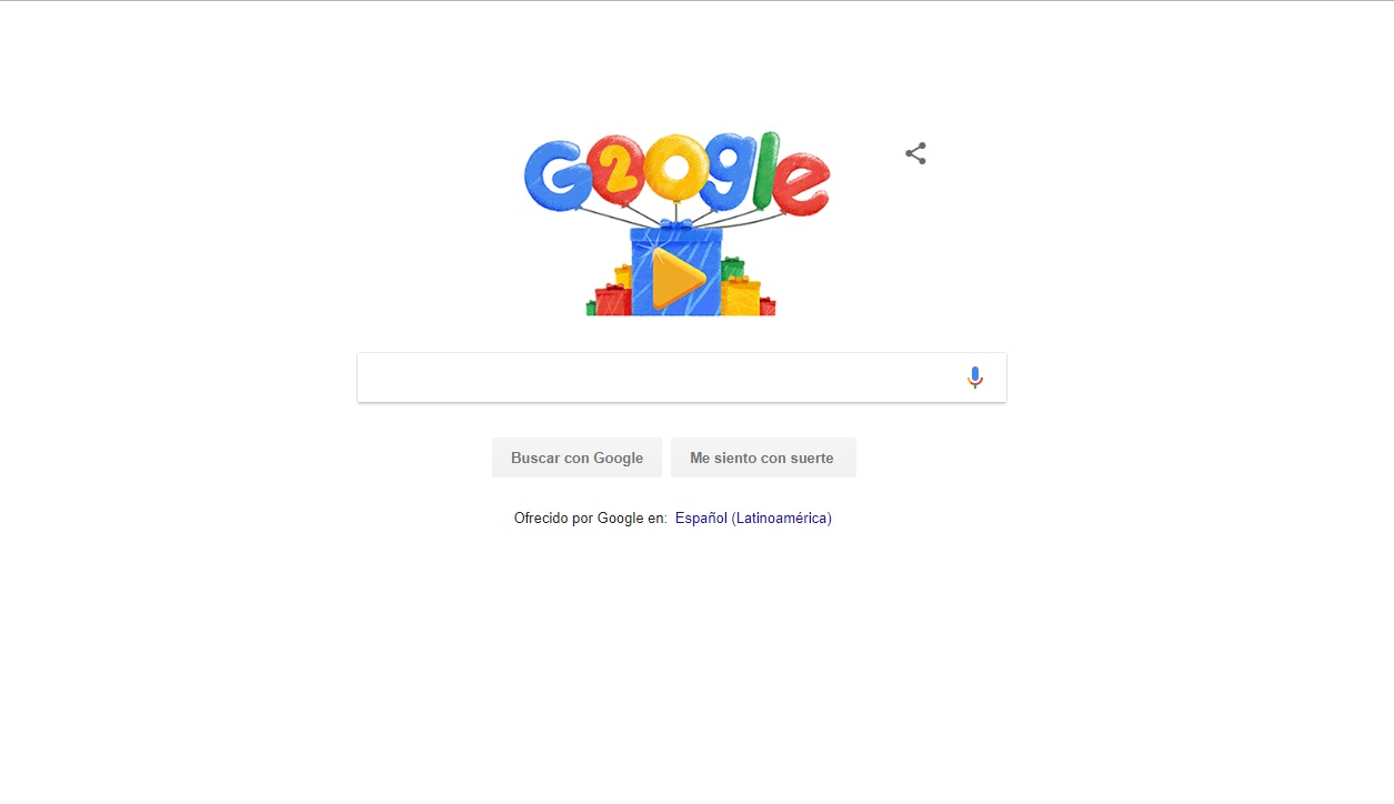 Google celebra 20 años de existencia con un doodle