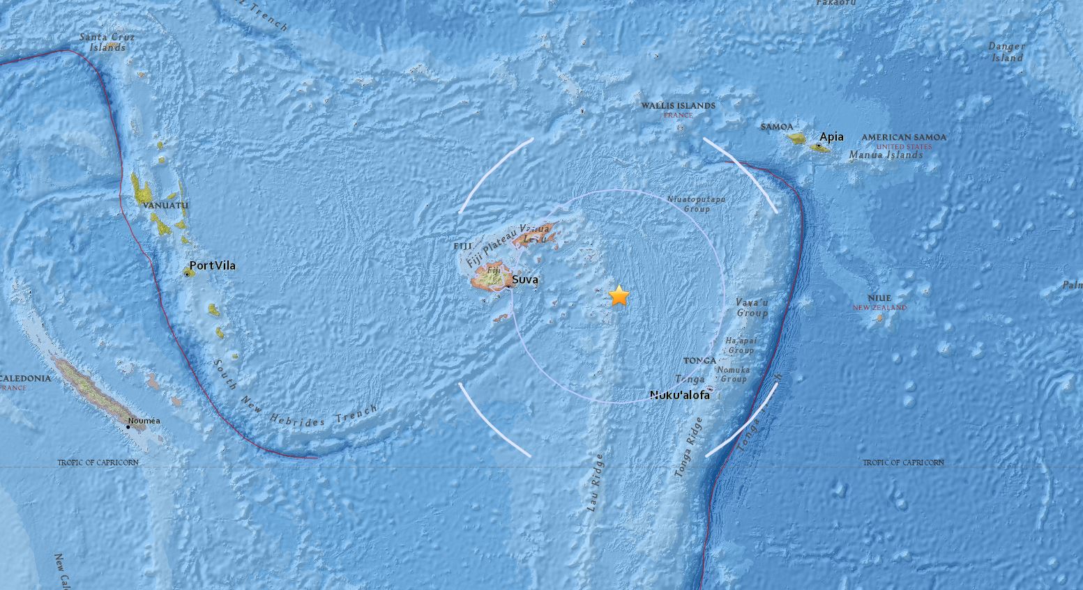 Se registra terremoto de magnitud 6.6 en Fiyi