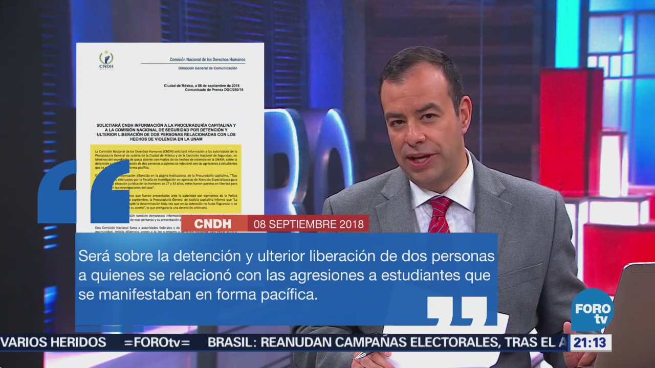 La CNDH pide evitar la impunidad sobre agresiones en la UNAM