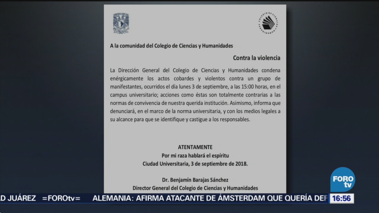 Condena Agresión A Estudiantes Dirección Cch Mediante Un Comunicado Unam explanada de Rectoría