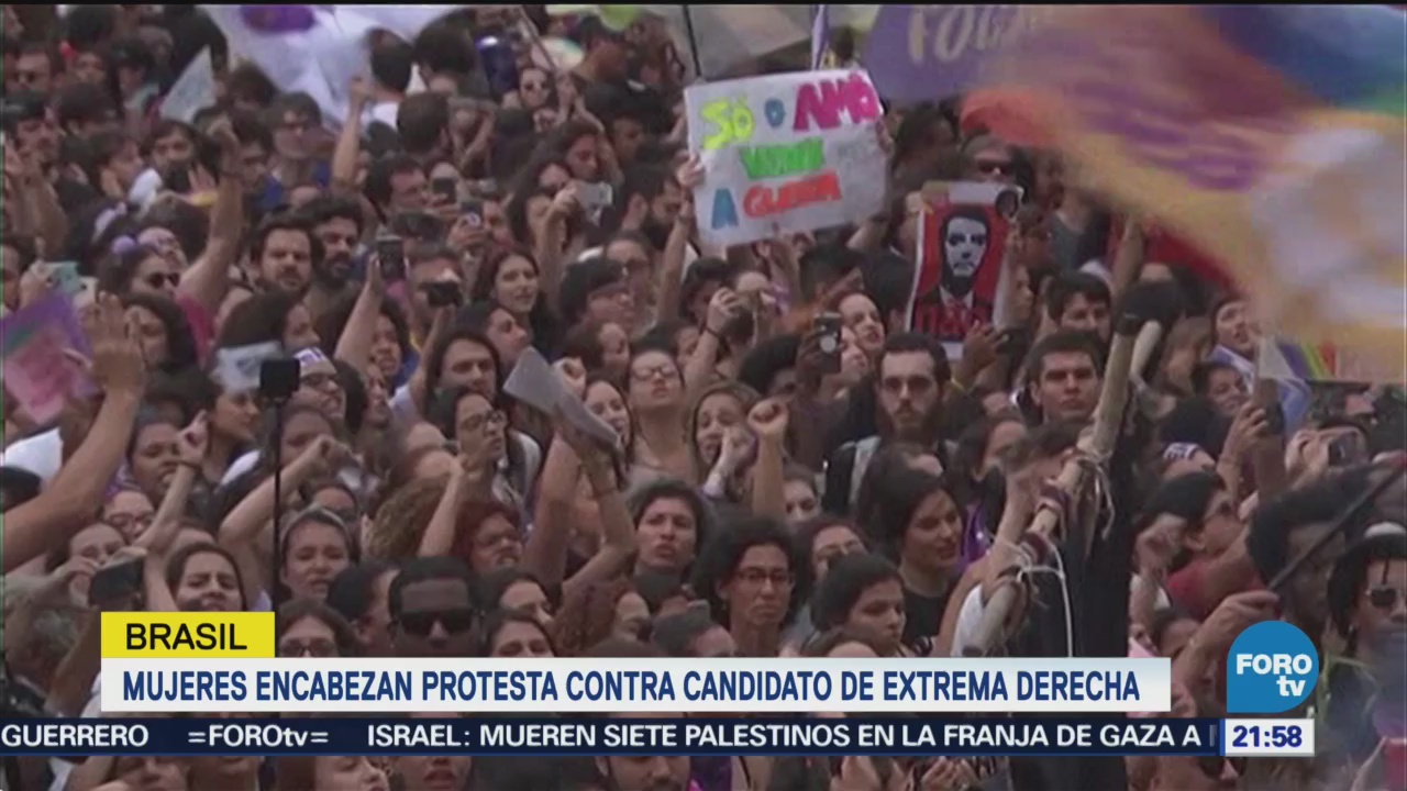 Mujeres Protestan Contra Candidato Extrema Derecha Brasil