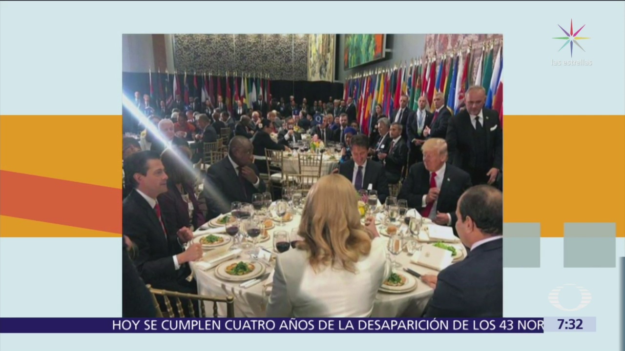 Peña Nieto comparte mesa con Trump en comida de la ONU
