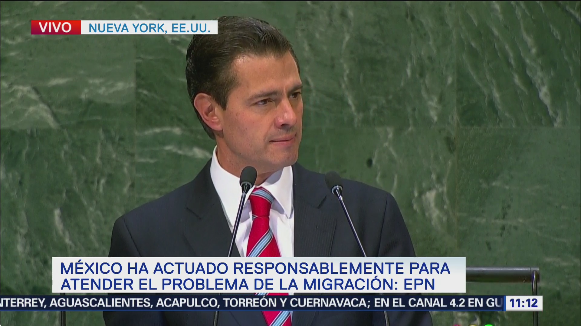 Peña Nieto dirige mensaje a la Asamblea General de la ONU