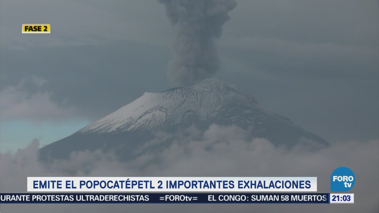 Popocatépetl emite 106 exhalaciones en las últimas 24 horas