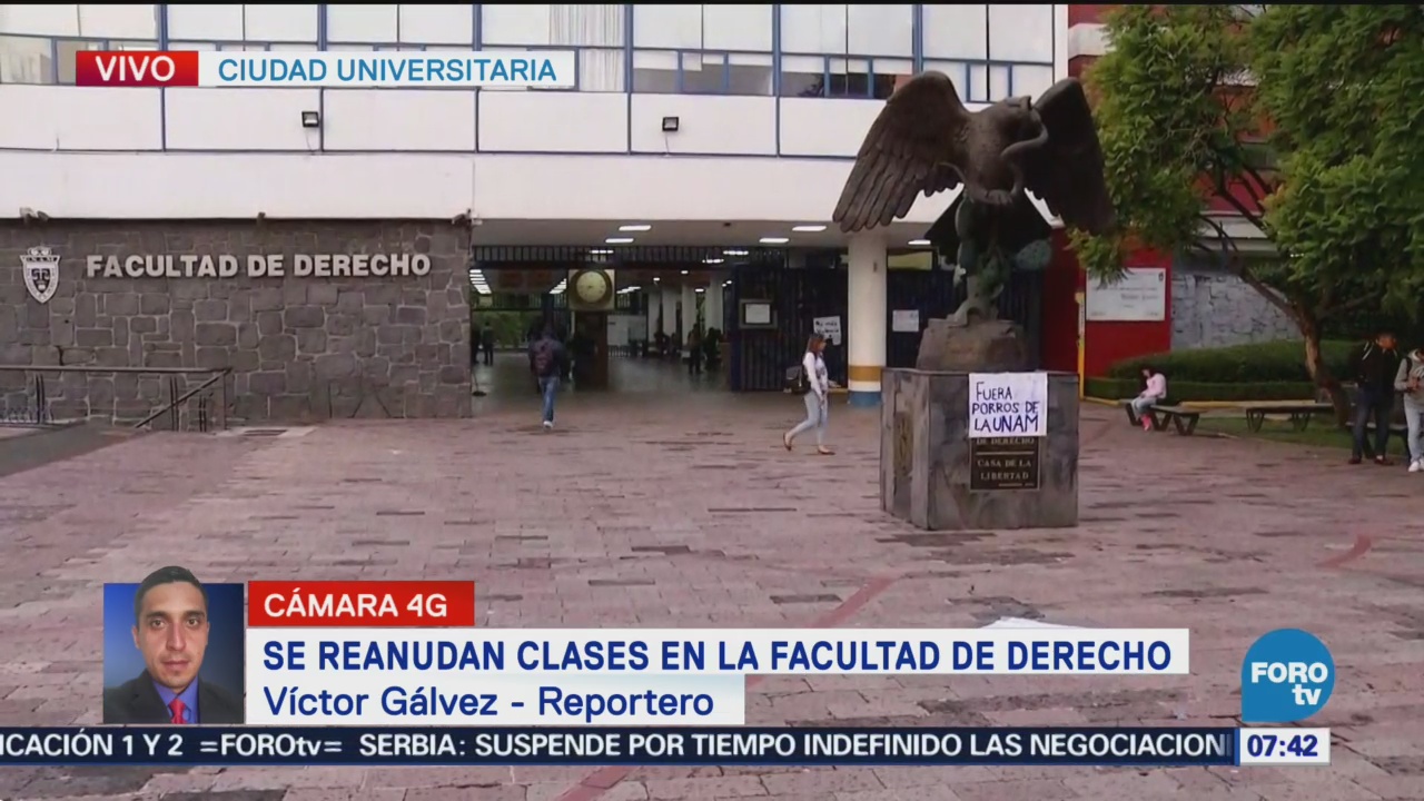 Reanudan clases en Facultad de Derecho de la UNAM