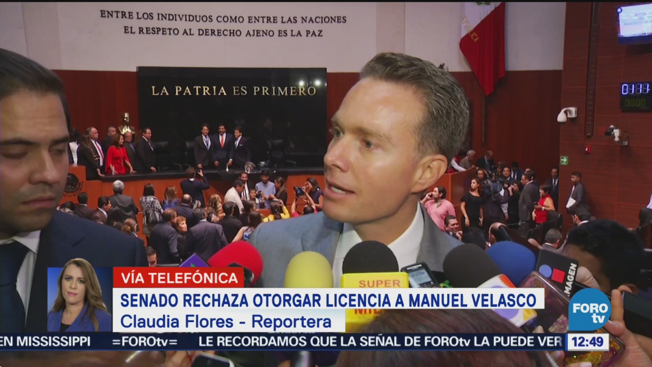 Senado rechaza solicitud de licencia de Manuel Velasco