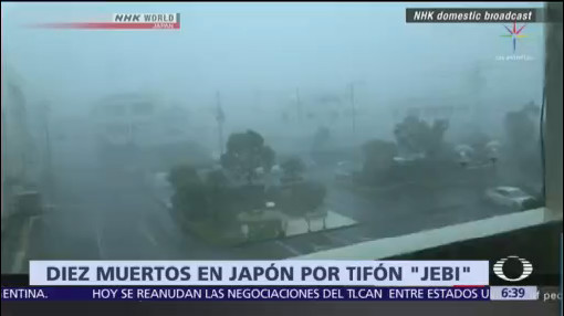 Suman 10 muertos por el tifón Jebi en Japón
