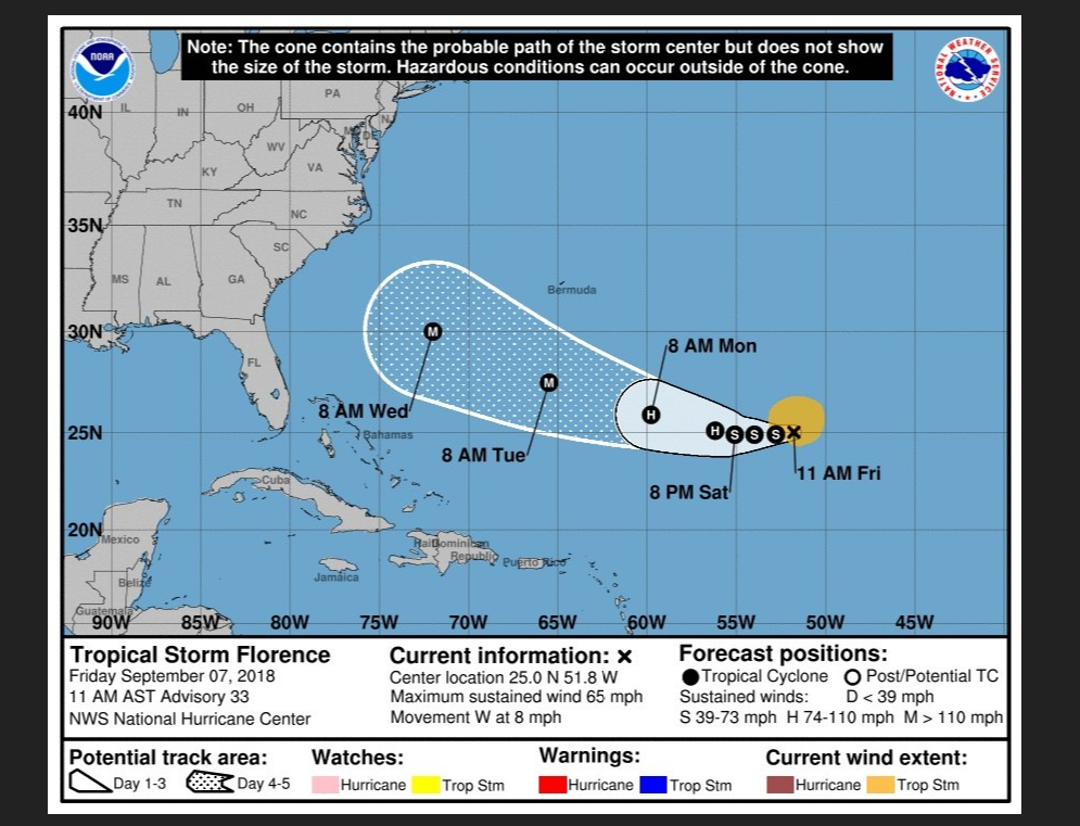Tormenta tropical Florence puede convertirse de nuevo en huracán