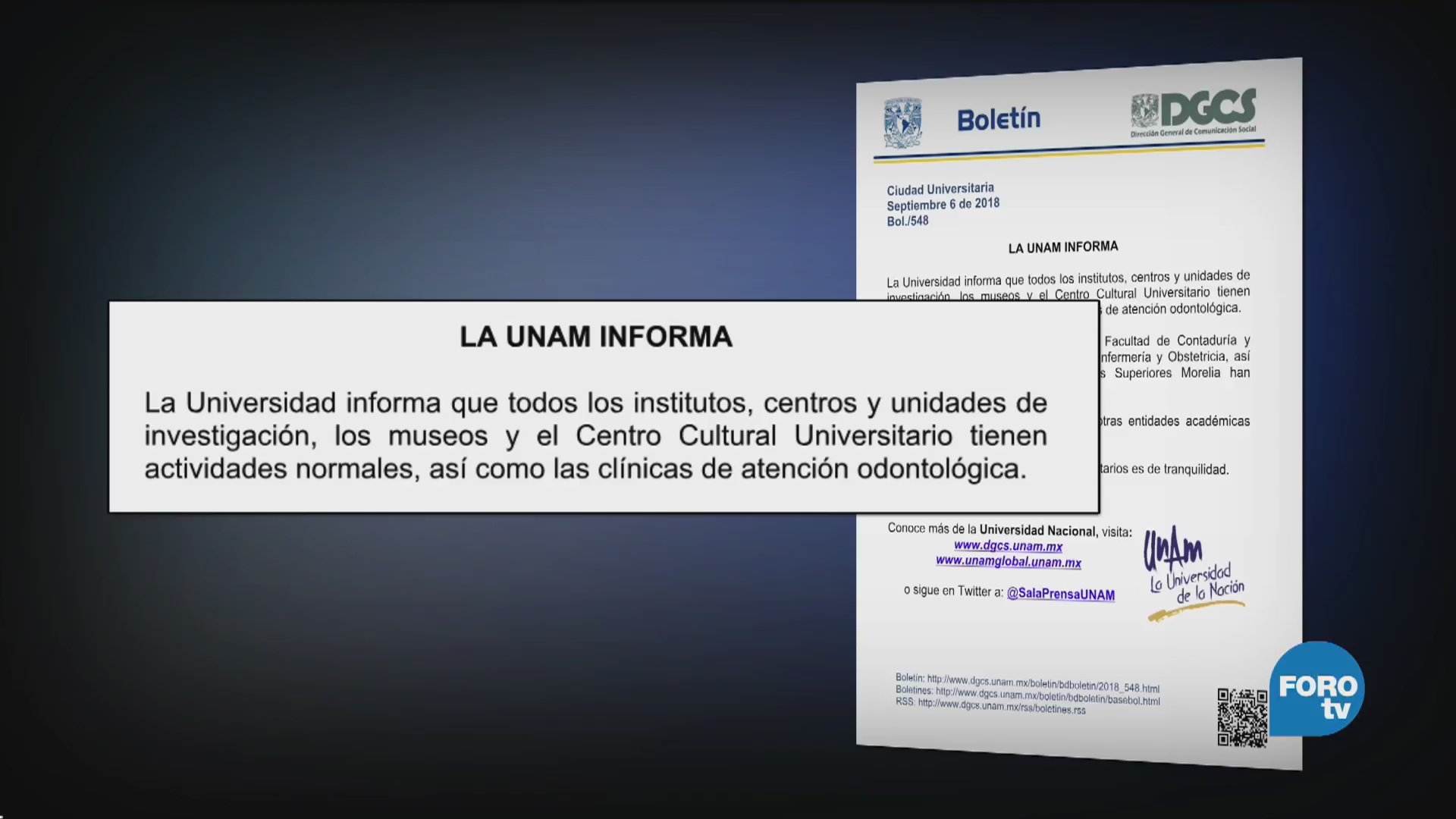 UNAM Informa Sobre Planteles Mantienen Actividades