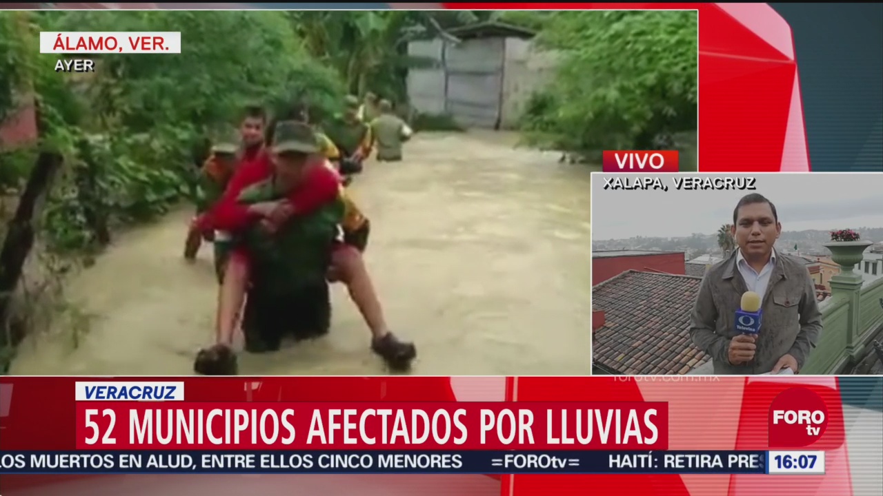 52 municipios afectados por las lluvias en Veracruz