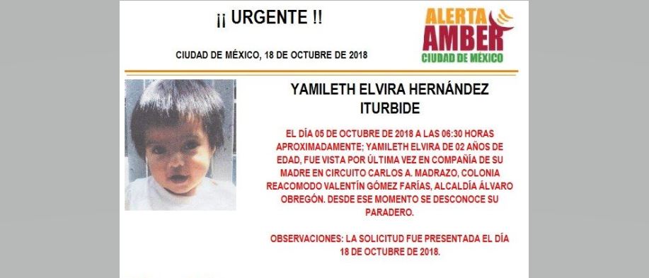 Alerta Amber: Ayuda a localizar a Yamileth Elvira Hernández Iturbide