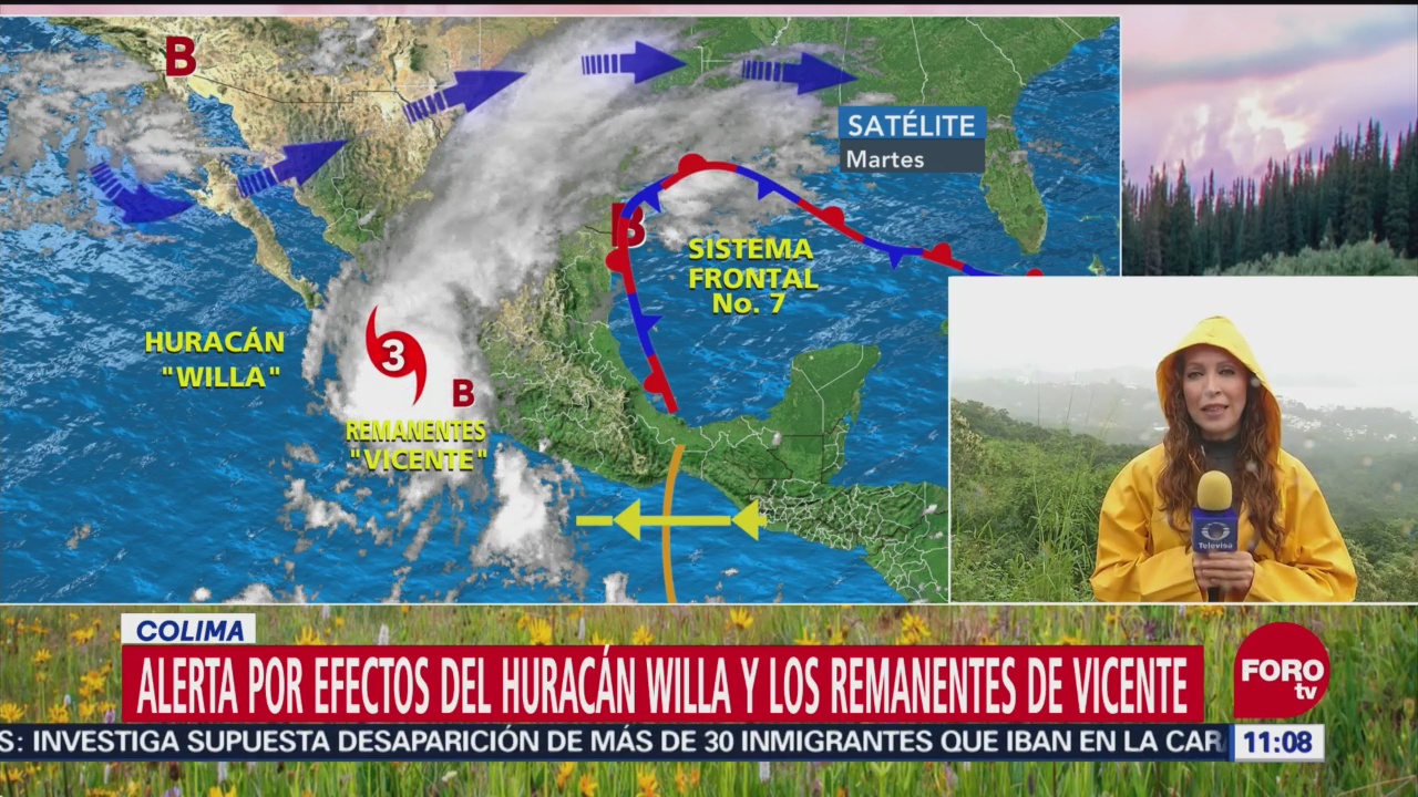 Alerta por huracán Willa y remanentes de tormenta Vicente
