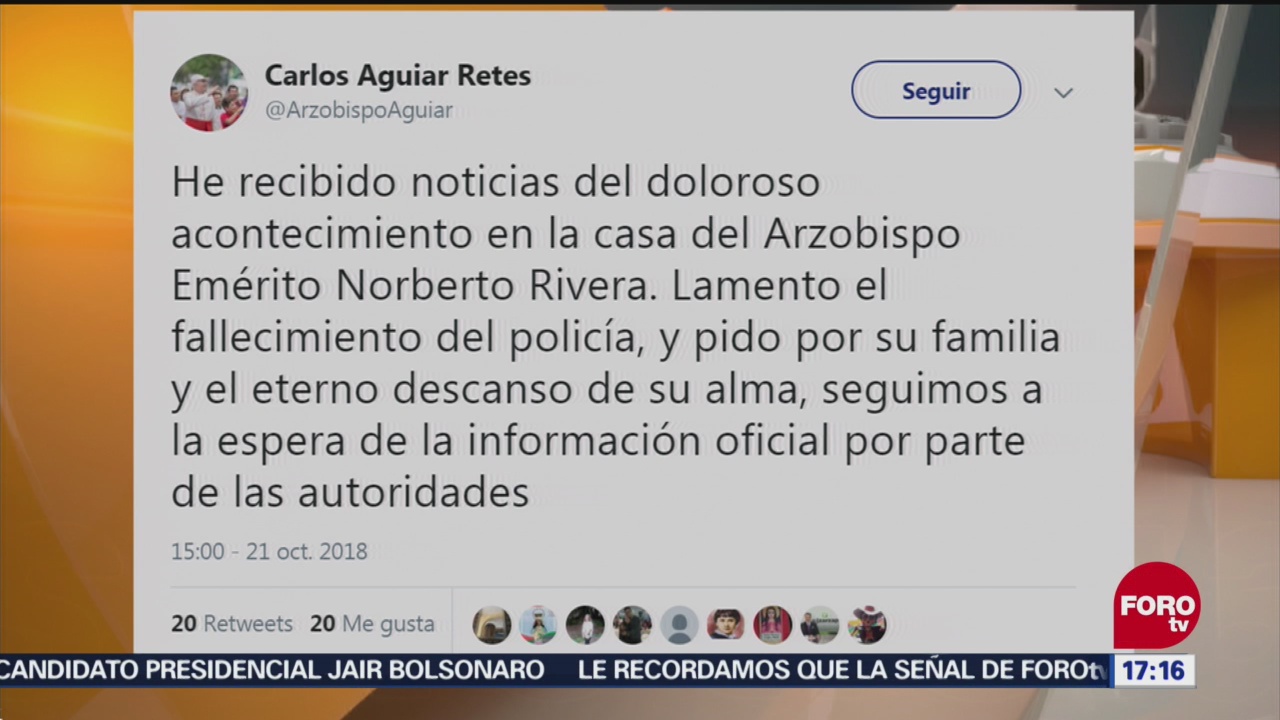 Arzobispo Carlos Aguiar Retes Lamenta Homicidio Casa De Norberto Rivera