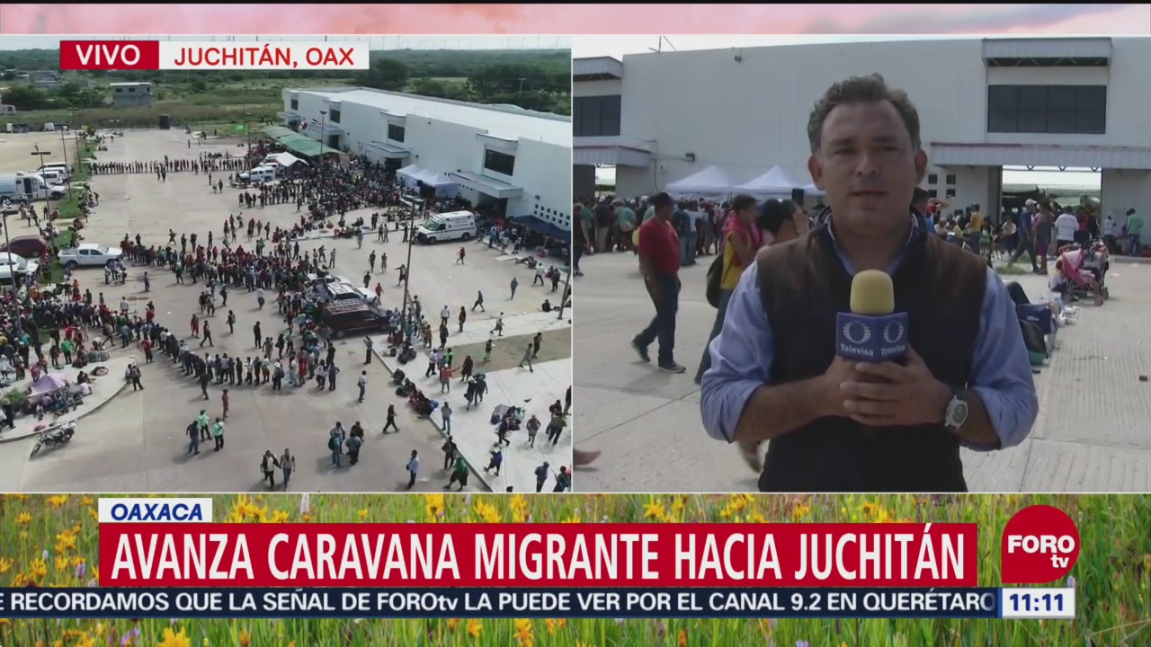 Caravana de migrantes entra a Juchitán, Oaxaca