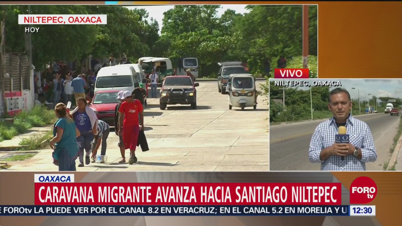 Caravana migrante avanza a Santiago Niltepec, Oaxaca