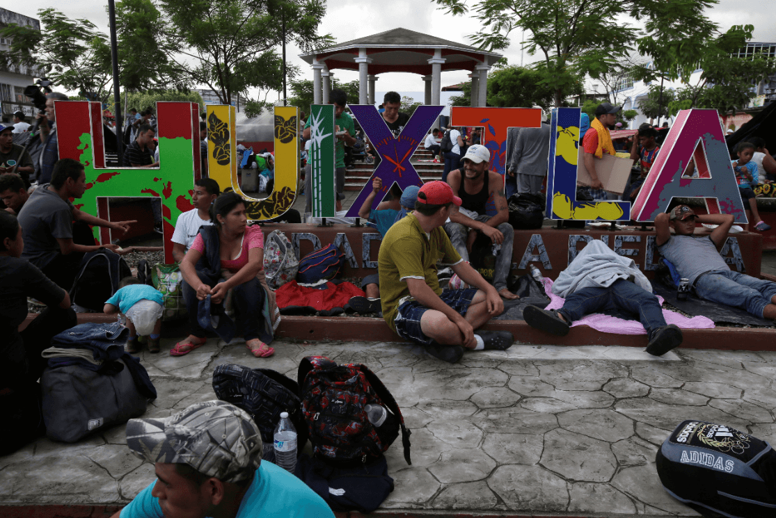 Caravana migrante en Huixtla, Chiapas. (AP) 