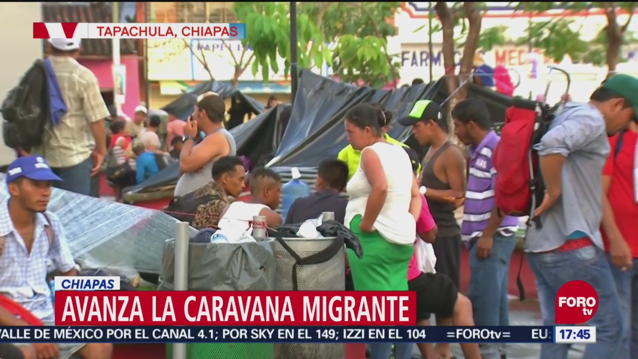 Caravana migrante llega al municipio de Huixtla