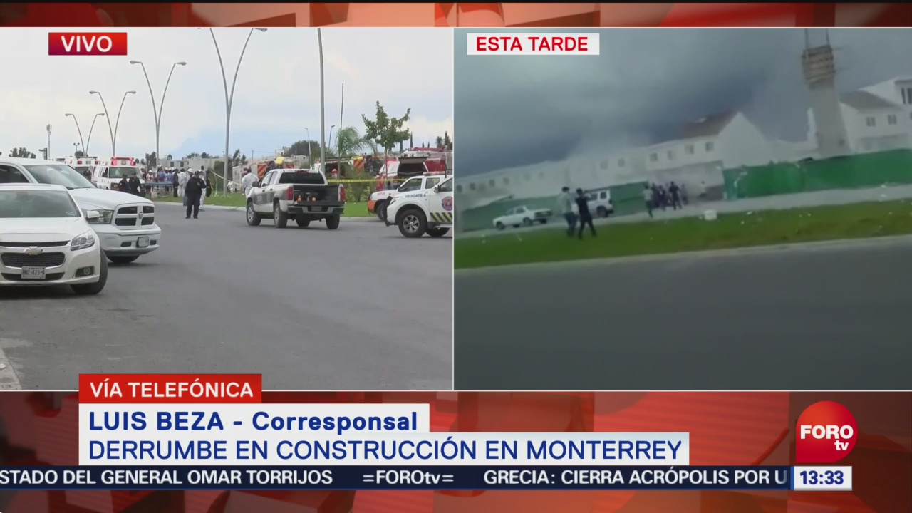 Derrumbe en Monterrey deja tres muertos