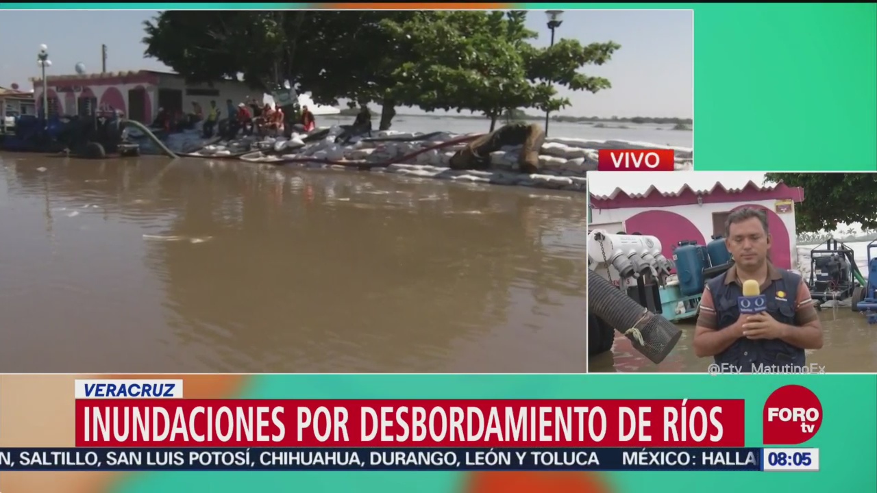 Desbordamiento de ríos en Veracruz causa inundaciones