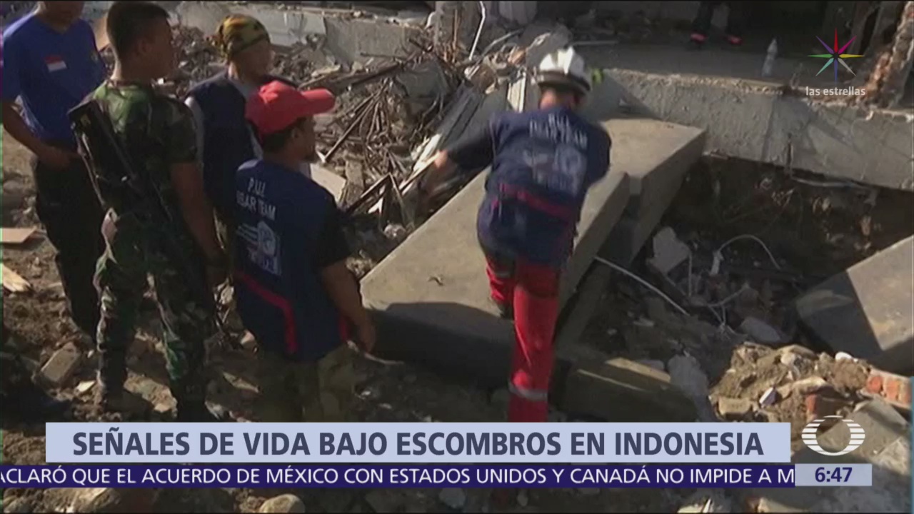 Detectan signos de vida bajo escombros de hotel en Palu