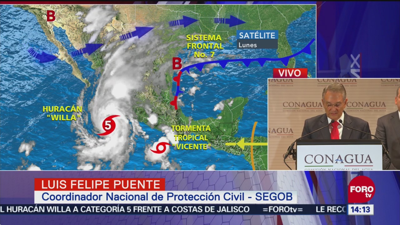 Emiten alerta por huracán ‘Willa’ y tormenta ‘Vicente’