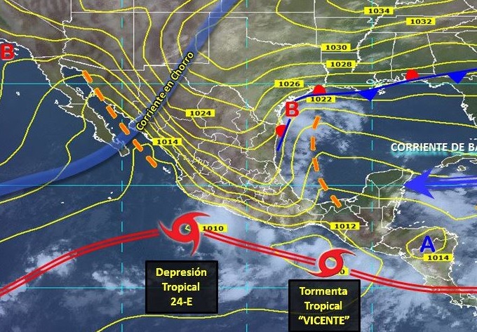 Se forma depresión tropical 24-E en costas de Colima y Michoacán
