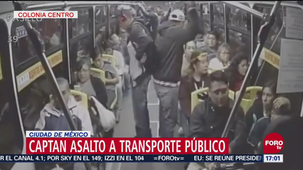 Graban en video asalto a transporte público