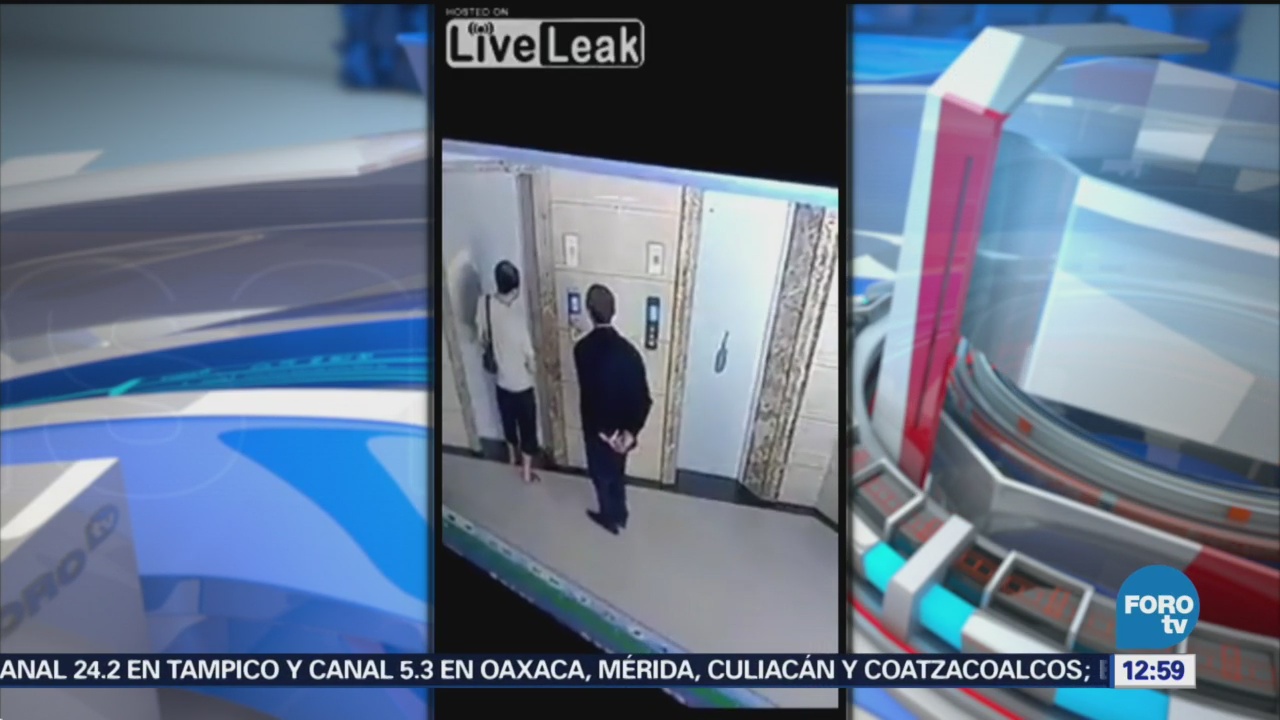 Hombre cae en el cubo de un elevador en China