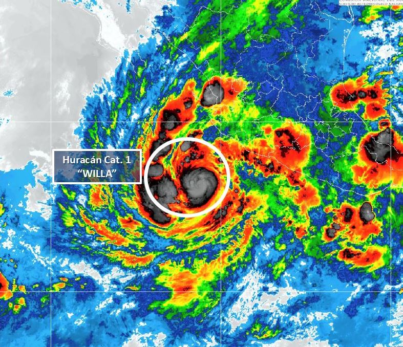 ‘Willa’ se convierte en huracán categoría 1 al suroeste de Colima