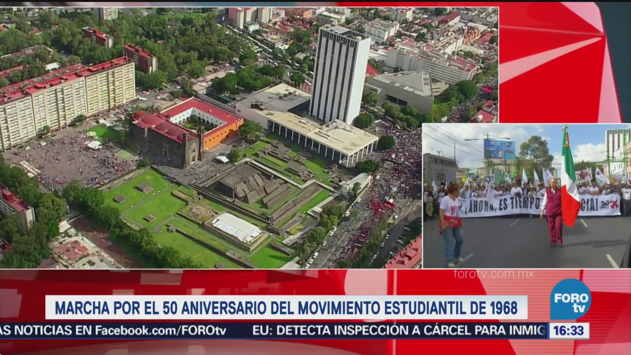 Inicia la marcha para conmemorar los 50 años de la matanza de Tlatelolco