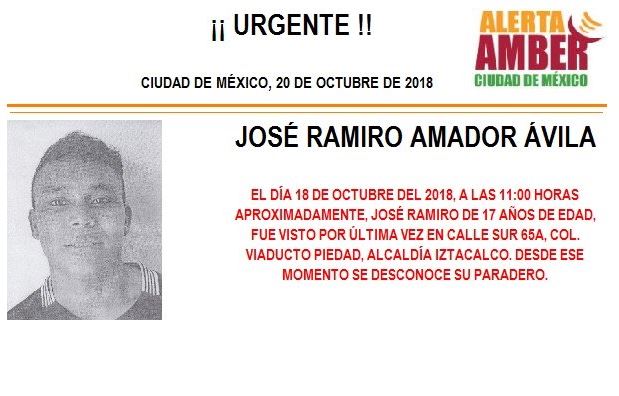 Alerta Amber: Piden ayuda para localizar a José Amador