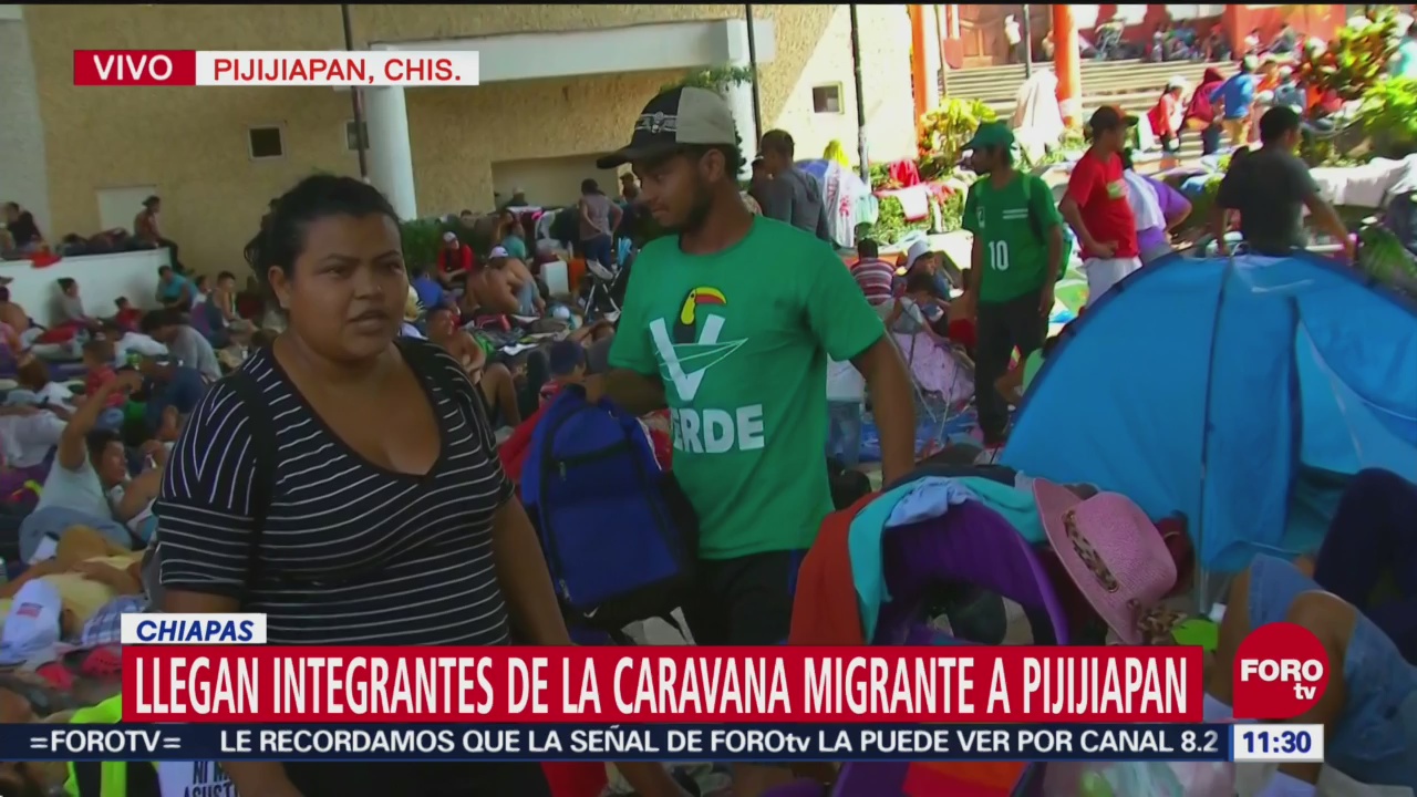 Llegan integrantes de la caravana migrante a Pijijiapan, Chiapas