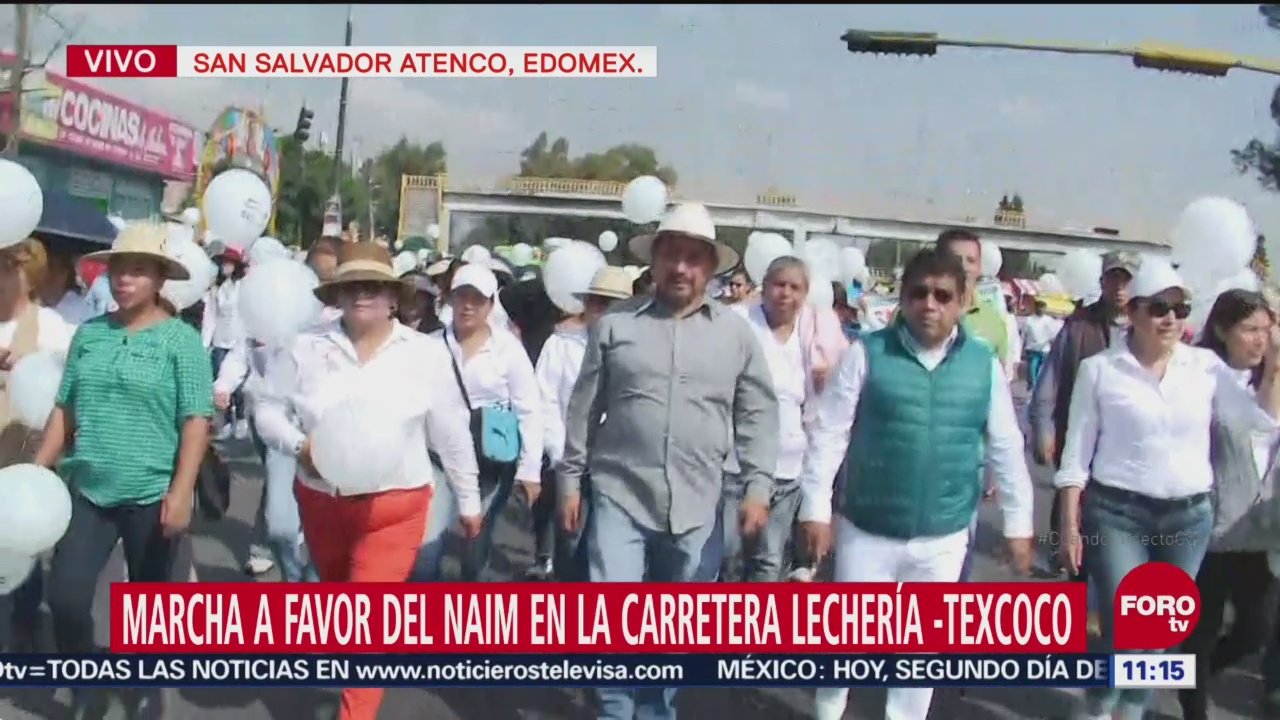 Marcha a favor del NAIM en la carretera Lechería –Texcoco