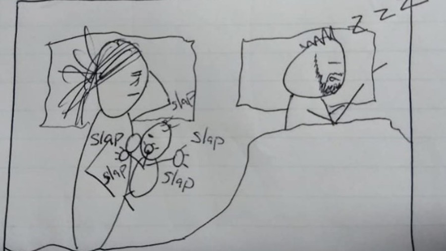 Dibujitos explica marido por qué está cansada