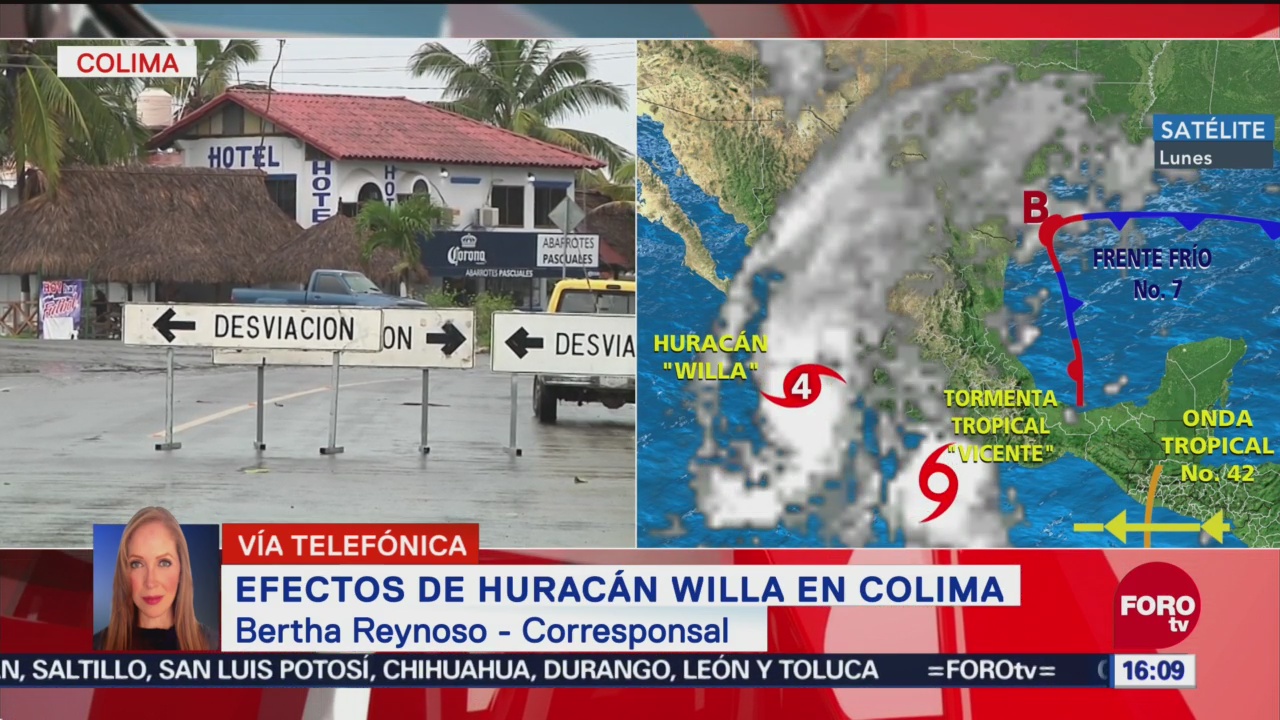 Precipitaciones intensas en Colima por el huracán Willa