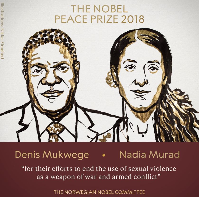 Premio Nobel De Paz 2018 Denis Mukwege y Nadia Murad