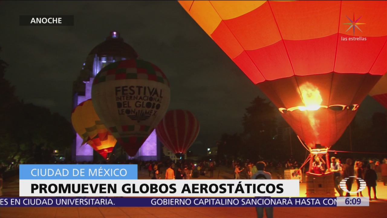 Promueven globos aerostáticos en el Monumento a la Revolución