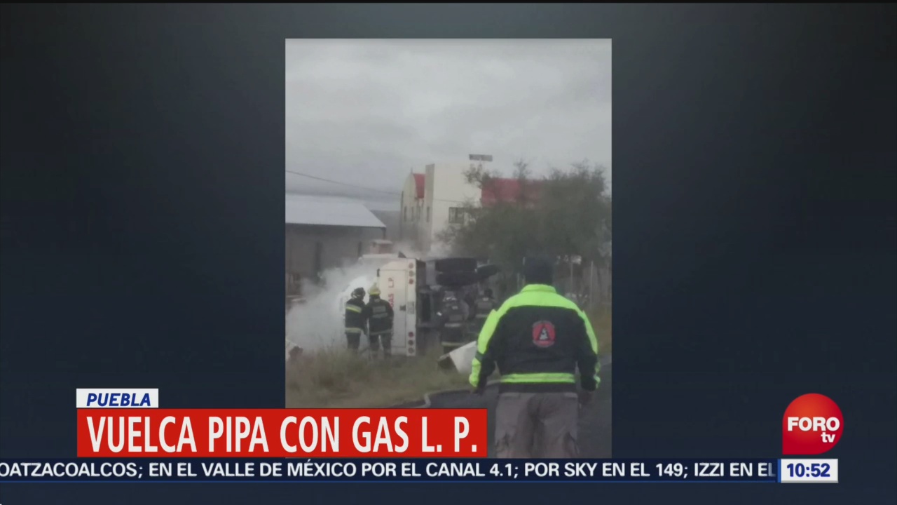 Vuelca Pipa Con Gas Lp Puebla