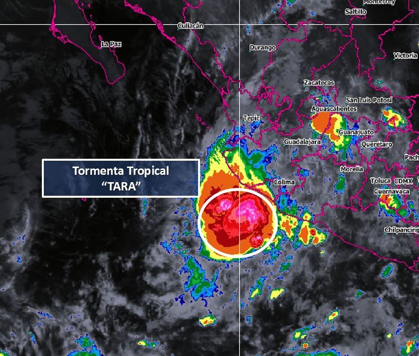 tormenta tropical ‘Tara’ frente a costas de Colima y Michoacán