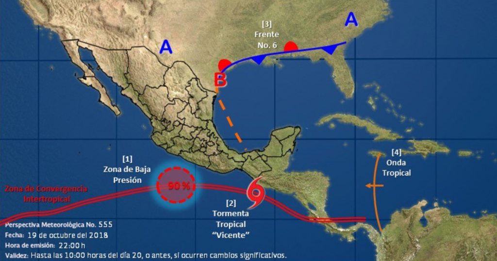 Se forma tormenta tropical 'Vicente'; afectará sur y suroeste de México