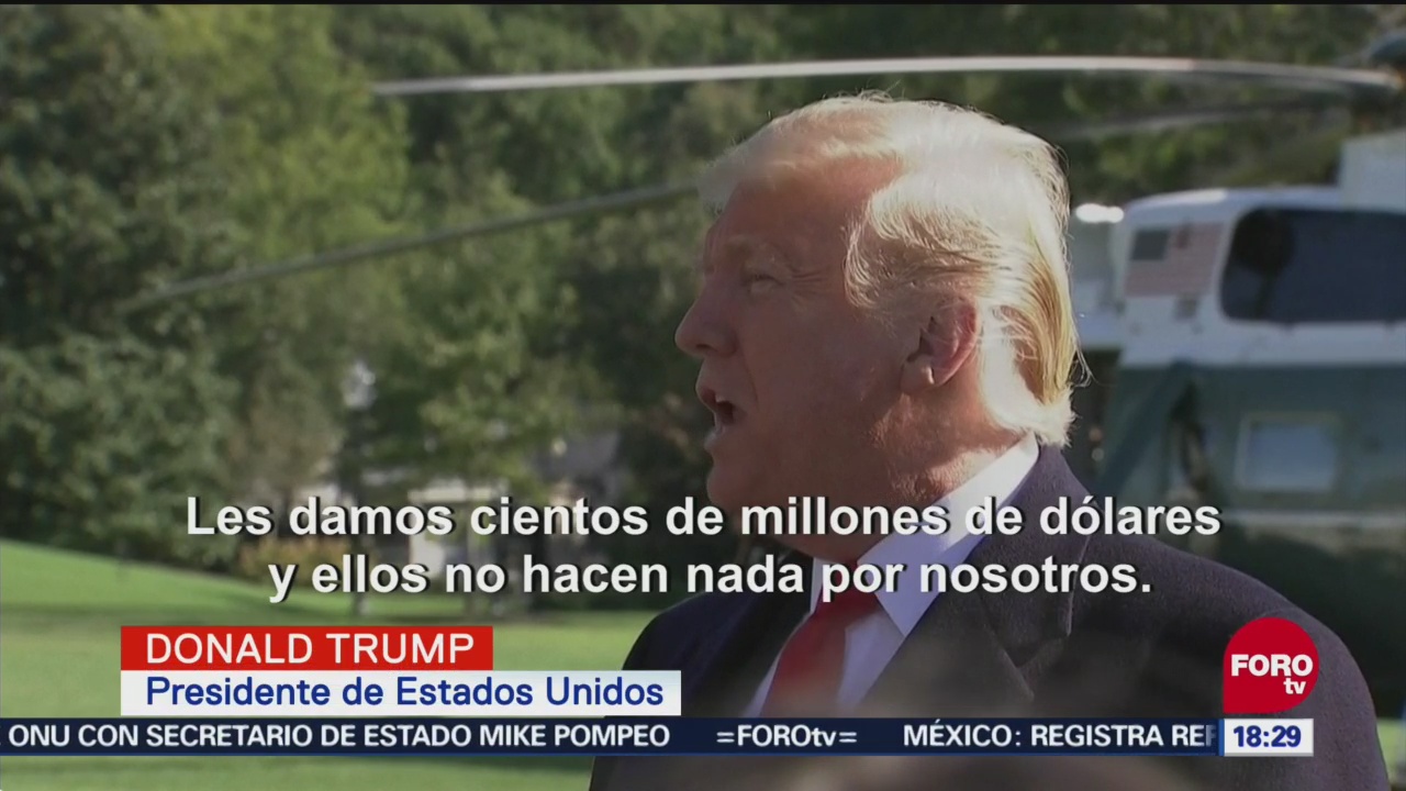 El presidente Donald Trump acusa ineficacia de México para detener la caravana migrante; cuestiona lo que ocurre para no controlar el acceso de los migrantes